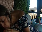 Hot latina neighbour blowing and drinking
